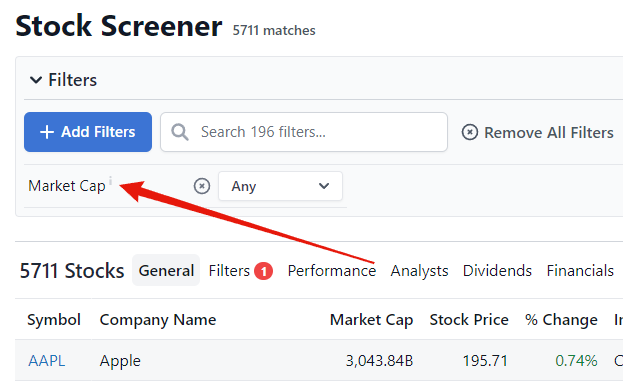 Icon to view filter definitions